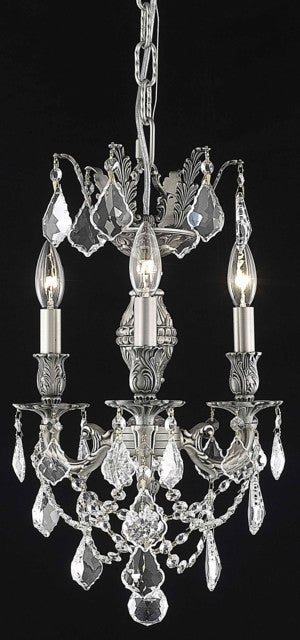 C121-9503D13PW/RC By Elegant Lighting Marseille Collection 3 Light Chandeliers Pewter Finish