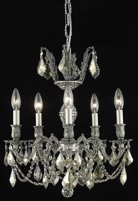 C121-9505D18PW-GT/RC By Elegant Lighting Marseille Collection 5 Light Chandeliers Pewter Finish