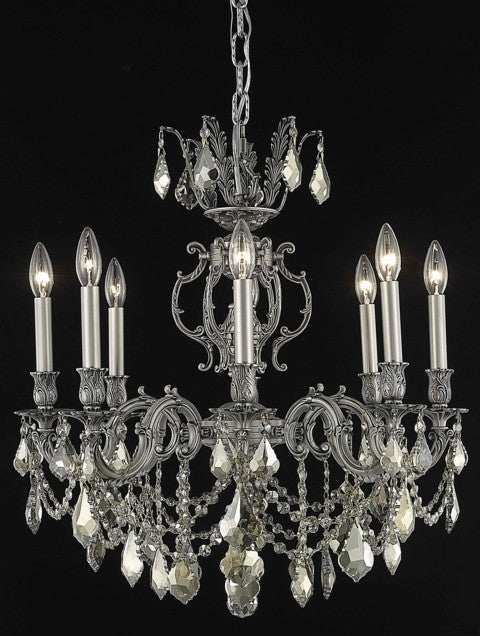 C121-9508D24PW-GT/RC By Elegant Lighting Marseille Collection 8 Light Chandeliers Pewter Finish