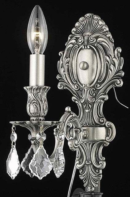 C121-9601W5PW/RC By Elegant Lighting Monarch Collection 1 Light Wall Sconces Pewter Finish