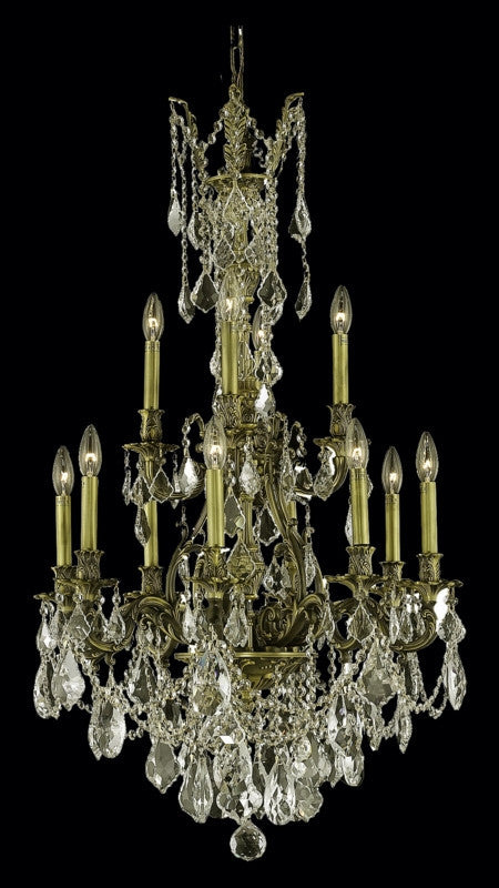 C121-9612D25AB-GS/RC By Elegant Lighting Monarch Collection 12 Light Chandeliers Antique Bronze Finish