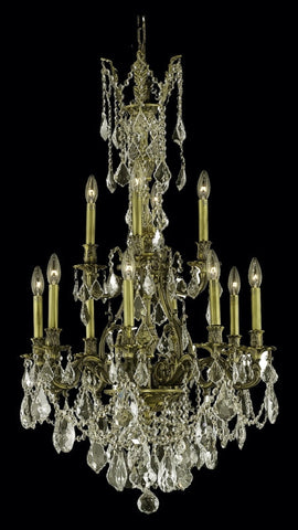 C121-9612D25AB-GS/RC By Elegant Lighting Monarch Collection 12 Light Chandeliers Antique Bronze Finish