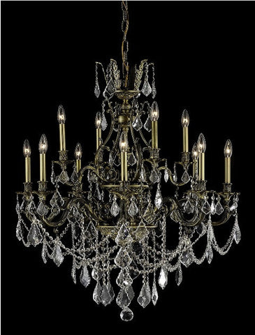 C121-9612D35PW-GT/RC By Elegant Lighting Monarch Collection 12 Lights Chandelier Pewter Finish