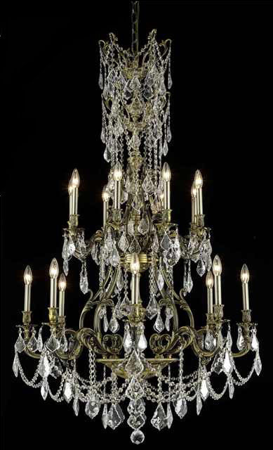 C121-9616G37AB/RC By Elegant Lighting Monarch Collection 16 Light Chandeliers Antique Bronze Finish