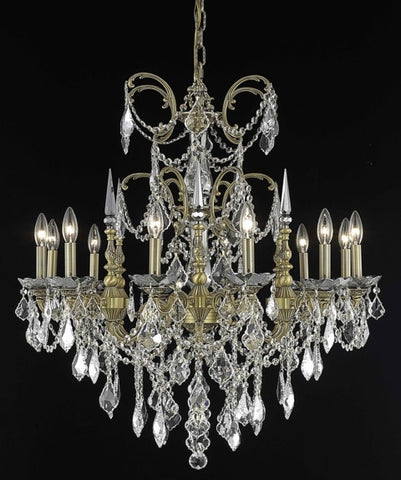 C121-9712D32FG/RC By Elegant Lighting Athena Collection 12 Light Chandeliers French Gold Finish