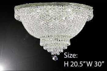 Flush Basket French Empire Crystal Chandelier Lighting H20.5" X W30" - A500-Flush/Cs/870/14