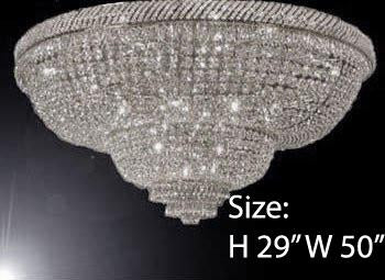 Swarovski Crystal Trimmed Chandelier Silver French Empire Crystal Flush Basket Chandelier H 29" W 50" - A500-Flush/Cs/448/48Sw