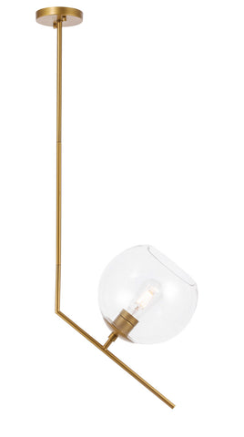 ZC121-LD8034D10BR - Living District: Ryland 1 light Brassand Clear glass pendant