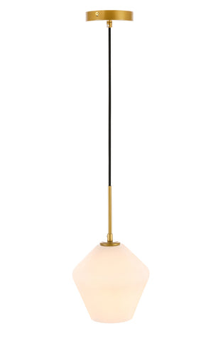 ZC121-LD2257BR - Living District: Gene 1 light Brass and Frosted white glass pendant