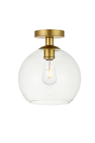 ZC121-LD2210BR - Living District: Baxter 1 Light Brass Flush Mount With Clear Glass