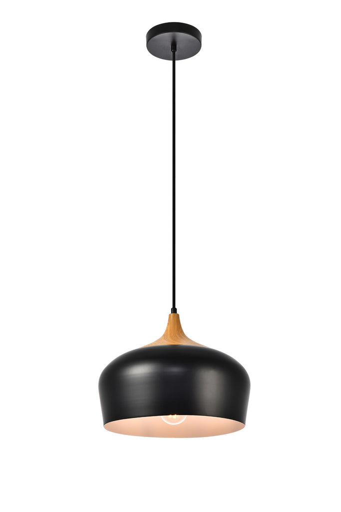 ZC121-LDPD2005 - Living District: Nora Collection Pendant D11.5in H9in Lt:1 Black and natural wood finish