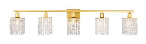 ZC121-LD7014BR - Living District: Phineas 5 light Brass and Clear Crystals wall sconce
