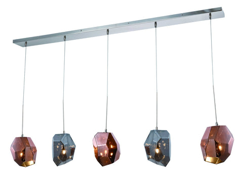 ZC121-4002G60PN - Urban Classic: Gibeon 5 Light Polished Nickel & Silver Shade & Copper Shade Chandelier