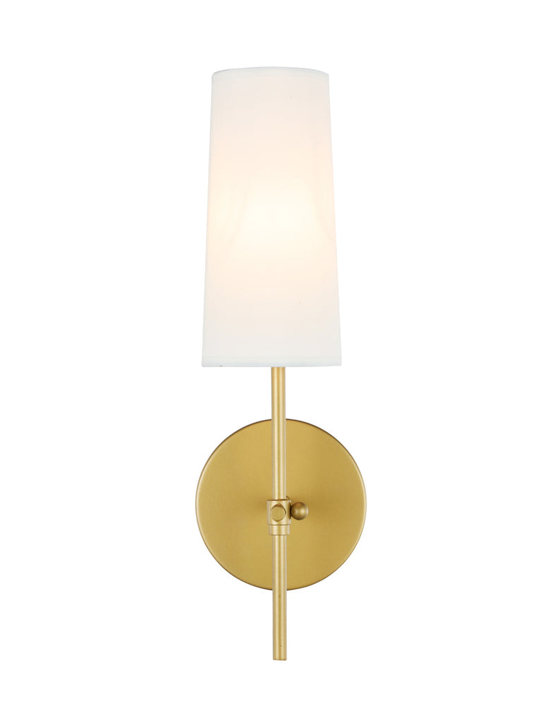 ZC121-LD6004W5BR - Living District: Mel 1 light Brass and White shade wall sconce