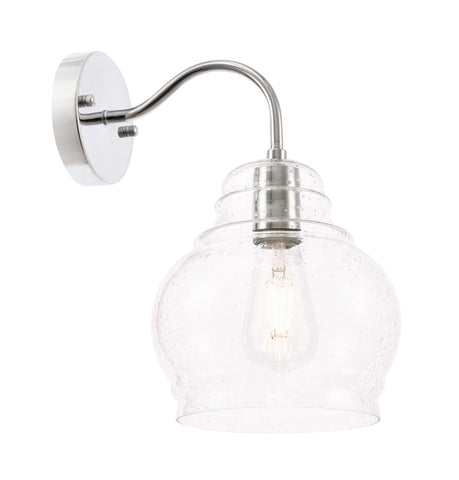 ZC121-LD6193C - Living District: Pierce 1 light Chrome and Clear seeded glass wall sconce