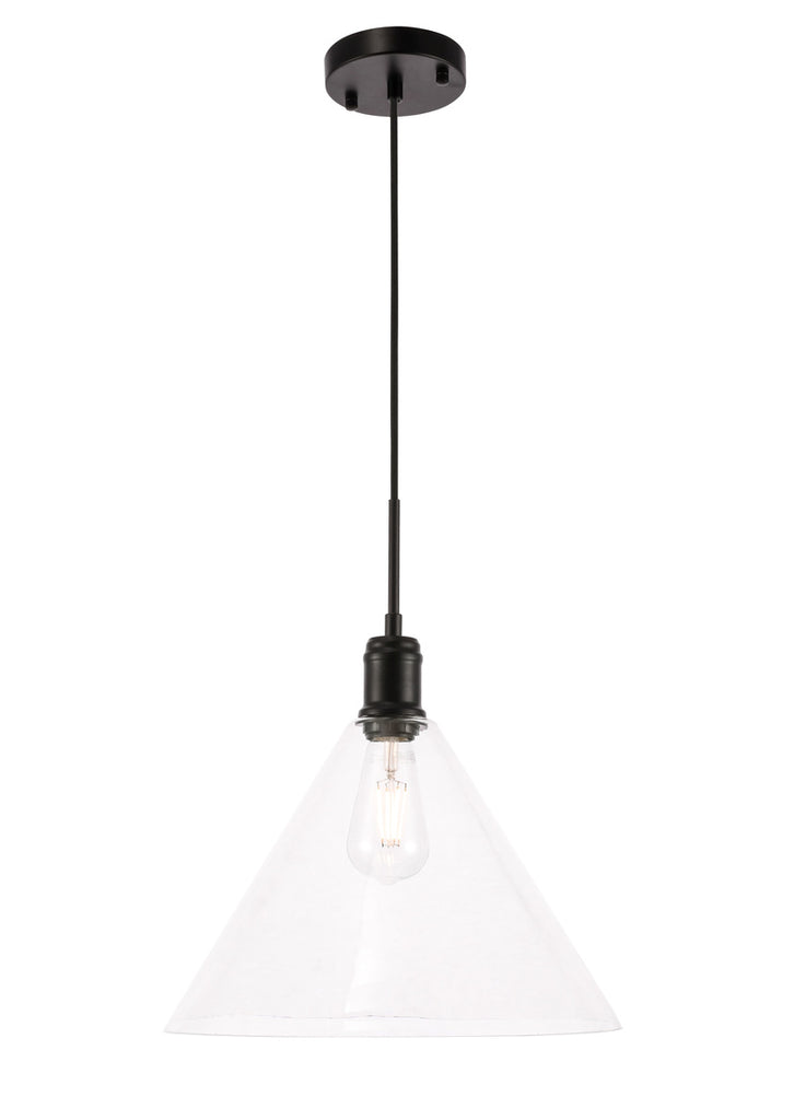 ZC121-LD6228BK - Living District: Hugh 1 light Black and Clear glass pendant