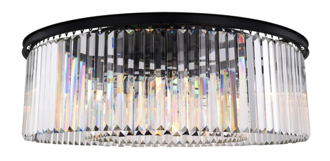 ZC121-1238F43MB/RC - Urban Classic: Sydney 10 light Matte Black Flush Mount Clear Royal Cut Crystal