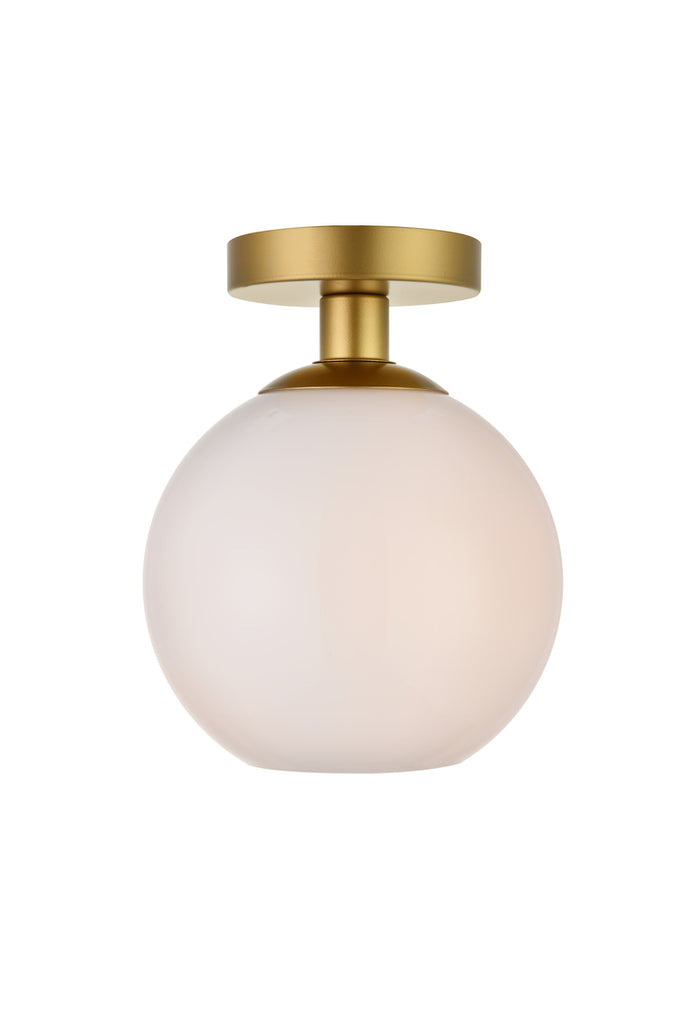 ZC121-LD2205BR - Living District: Baxter 1 Light Brass Flush Mount With Frosted White Glass