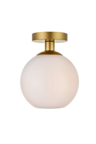 ZC121-LD2205BR - Living District: Baxter 1 Light Brass Flush Mount With Frosted White Glass