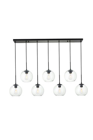 ZC121-LD2230BK - Living District: Baxter 7 Lights Black Pendant With Clear Glass