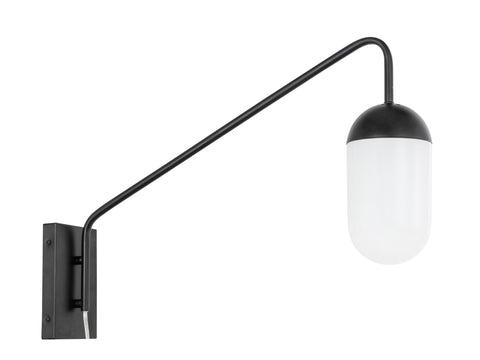 ZC121-LD6175BK - Living District: Kace 1 light Black and frosted white glass wall sconce