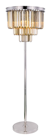 ZC121-1231FL20PN-GT/RC - Urban Classic: Sydney 8 light Polished nickel Floor Lamp Golden Teak (Smoky) Royal Cut Crystal