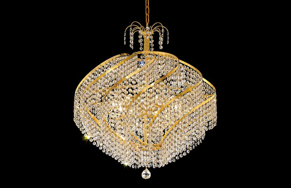 C121-8052D26G/EC - Regency Lighting: Spiral 15 light Gold Chandelier Clear Elegant Cut Crystal
