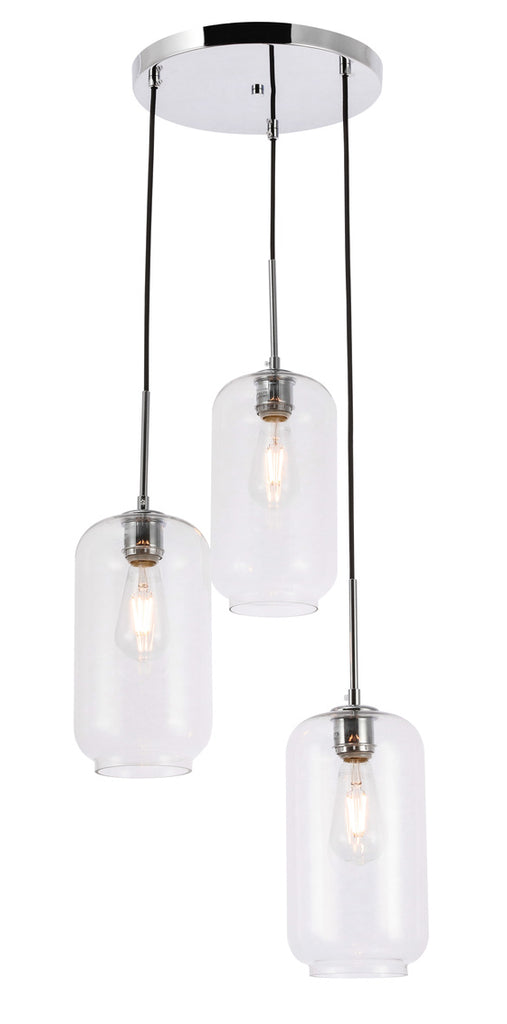 ZC121-LD2278C - Living District: Collier 3 light Chrome and Clear glass pendant