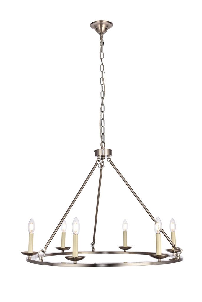 ZC121-LD6010D32BN - Living District: Maine Collection Chandelier D32.4 H23.25 Lt:6 Burnished Nickel Finish