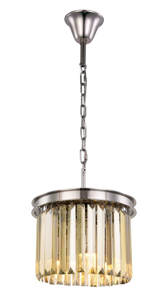 ZC121-1238D12PN-GT/RC - Urban Classic: Sydney 3 light Polished nickel Pendant Golden Teak (Smoky) Royal Cut Crystal