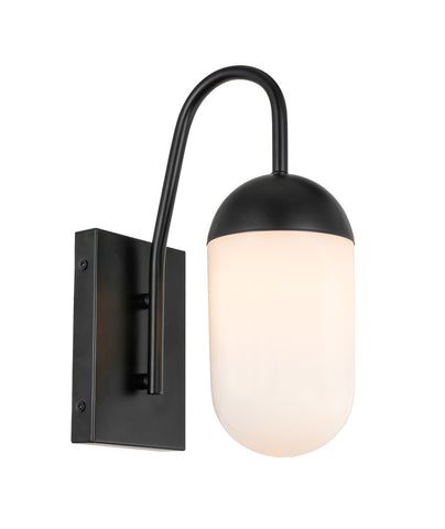ZC121-LD6169BK - Living District: Kace 1 light Black and frosted white glass wall sconce
