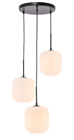 ZC121-LD2275BK - Living District: Collier 3 light Black and Frosted white glass pendant