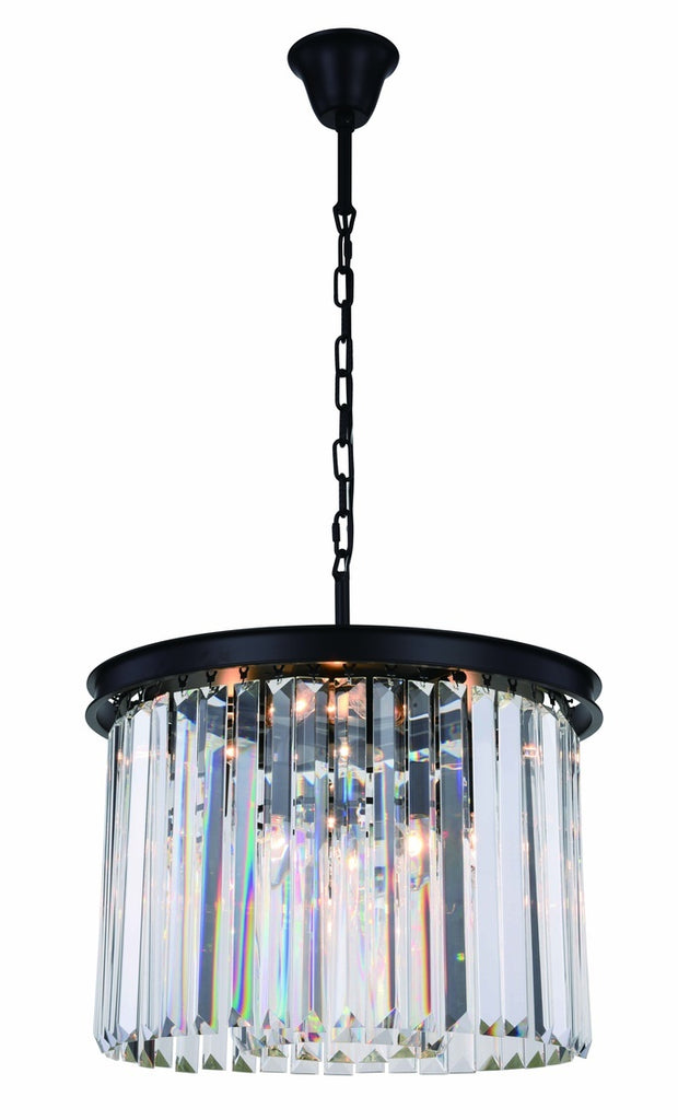 ZC121-1238D20MB/RC - Urban Classic: Sydney 6 light Matte Black Pendant Clear Royal Cut Crystal