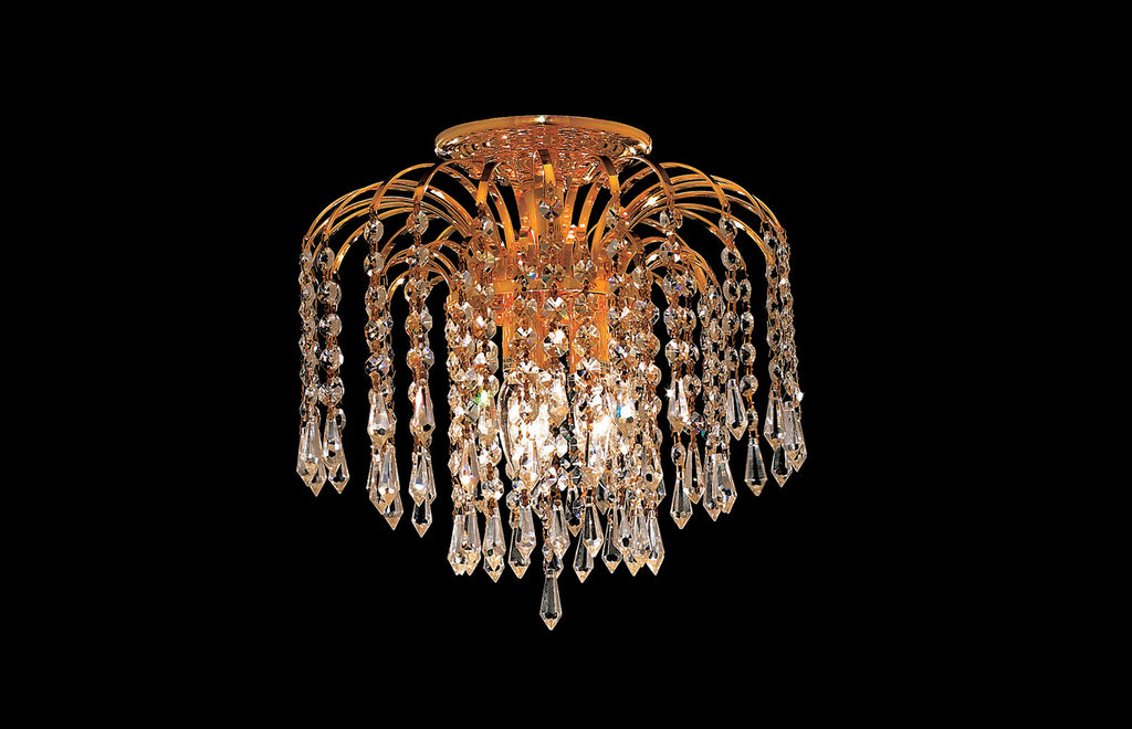 C121-6801F12G/RC - Regency Lighting: Falls 3 light Gold Flush Mount Clear Royal Cut Crystal